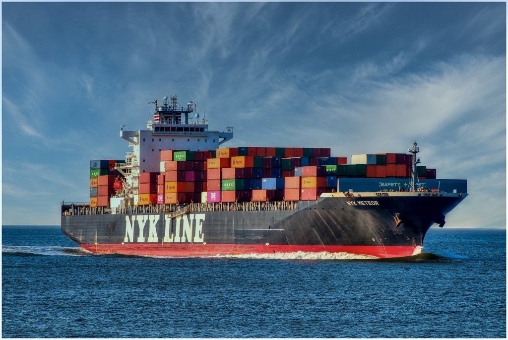 container ship, lake, ship